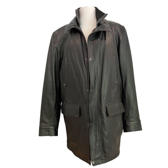 Danier Mens M Black Leather Jacket Thinsulate Insulation & Quilted Plaid medium - Picture 2 of 16